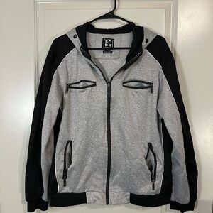 SOBK Gray and Black Zip-Up tech fleece Hoodie